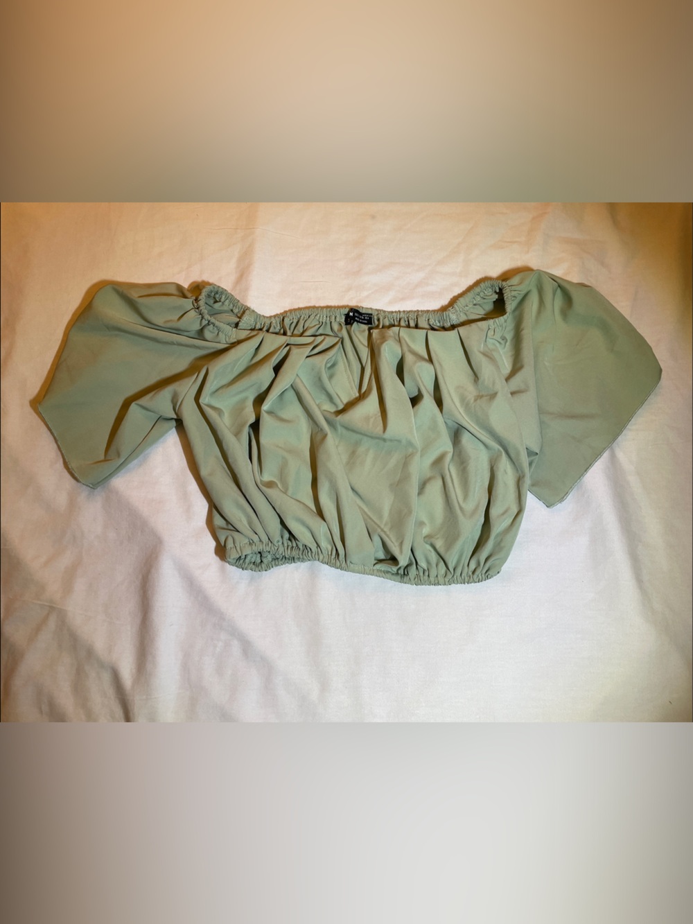 SHEIN Sage Green Off-Shoulder Cropped Top